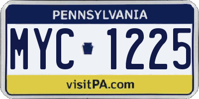 PA license plate MYC1225