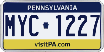 PA license plate MYC1227