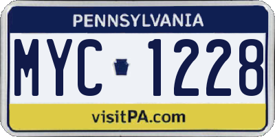 PA license plate MYC1228