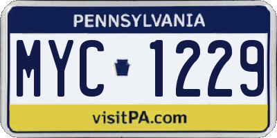 PA license plate MYC1229