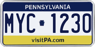 PA license plate MYC1230