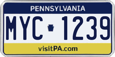 PA license plate MYC1239