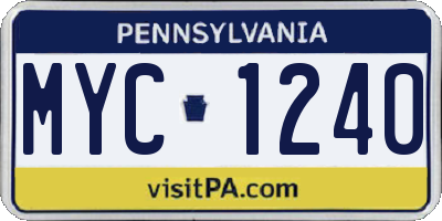PA license plate MYC1240