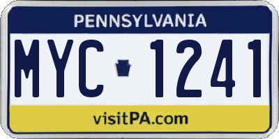 PA license plate MYC1241