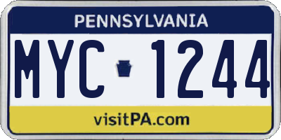 PA license plate MYC1244