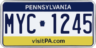 PA license plate MYC1245