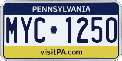 PA license plate MYC1250