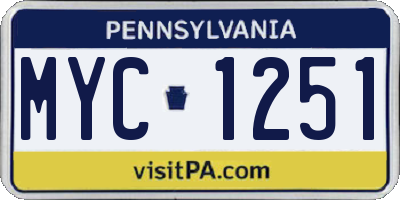 PA license plate MYC1251