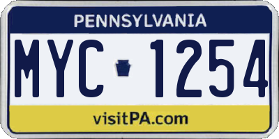 PA license plate MYC1254