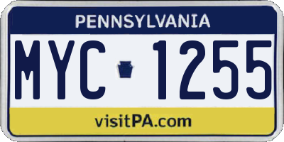 PA license plate MYC1255