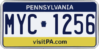 PA license plate MYC1256
