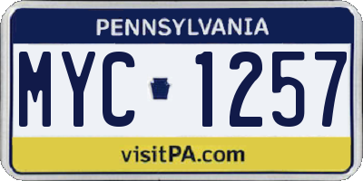 PA license plate MYC1257
