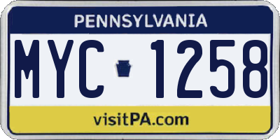 PA license plate MYC1258