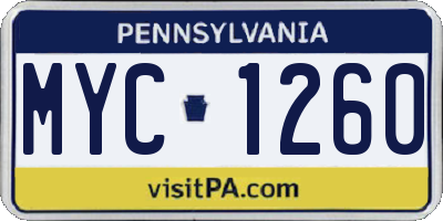 PA license plate MYC1260