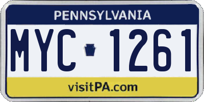 PA license plate MYC1261