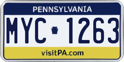 PA license plate MYC1263