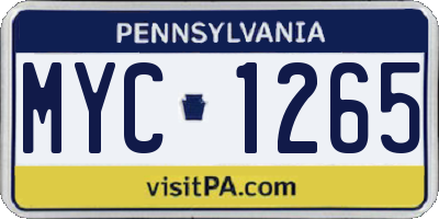 PA license plate MYC1265