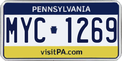 PA license plate MYC1269