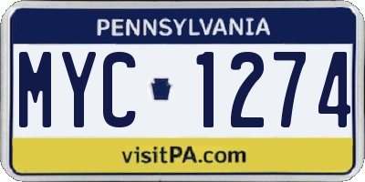 PA license plate MYC1274