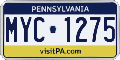 PA license plate MYC1275