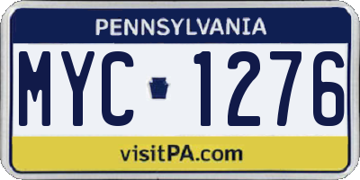 PA license plate MYC1276