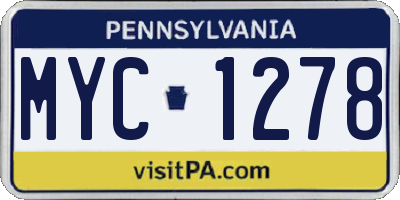 PA license plate MYC1278