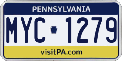 PA license plate MYC1279
