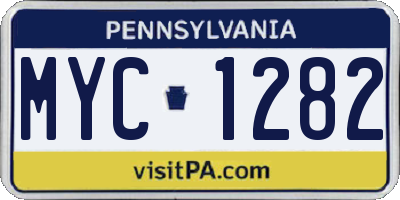 PA license plate MYC1282