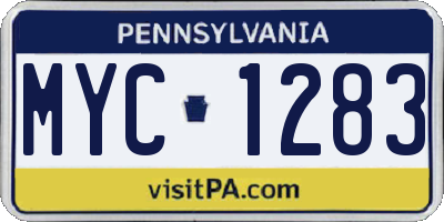 PA license plate MYC1283