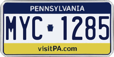 PA license plate MYC1285