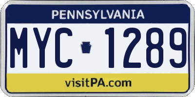 PA license plate MYC1289