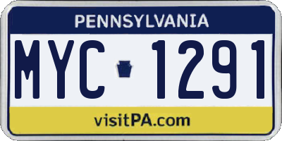 PA license plate MYC1291