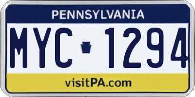 PA license plate MYC1294