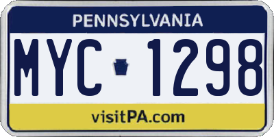 PA license plate MYC1298