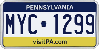 PA license plate MYC1299