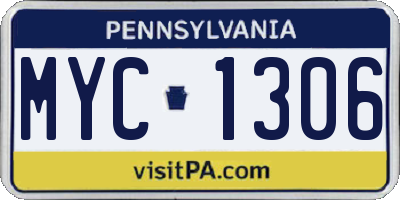 PA license plate MYC1306