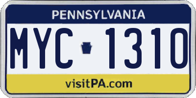PA license plate MYC1310