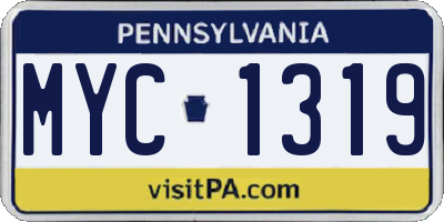 PA license plate MYC1319