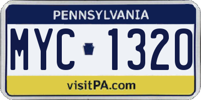 PA license plate MYC1320