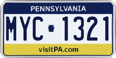PA license plate MYC1321