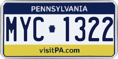 PA license plate MYC1322
