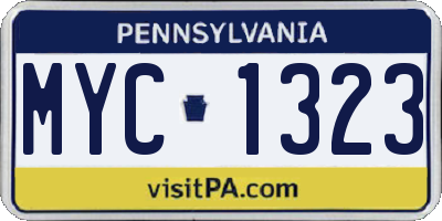 PA license plate MYC1323