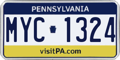 PA license plate MYC1324