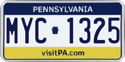 PA license plate MYC1325