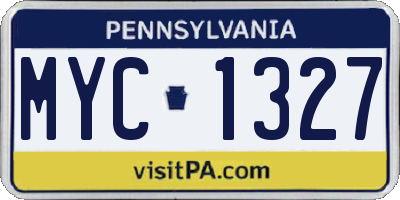 PA license plate MYC1327