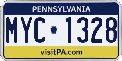 PA license plate MYC1328