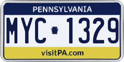 PA license plate MYC1329