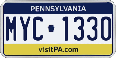 PA license plate MYC1330