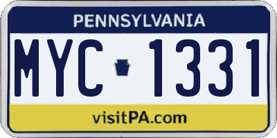 PA license plate MYC1331