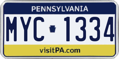 PA license plate MYC1334
